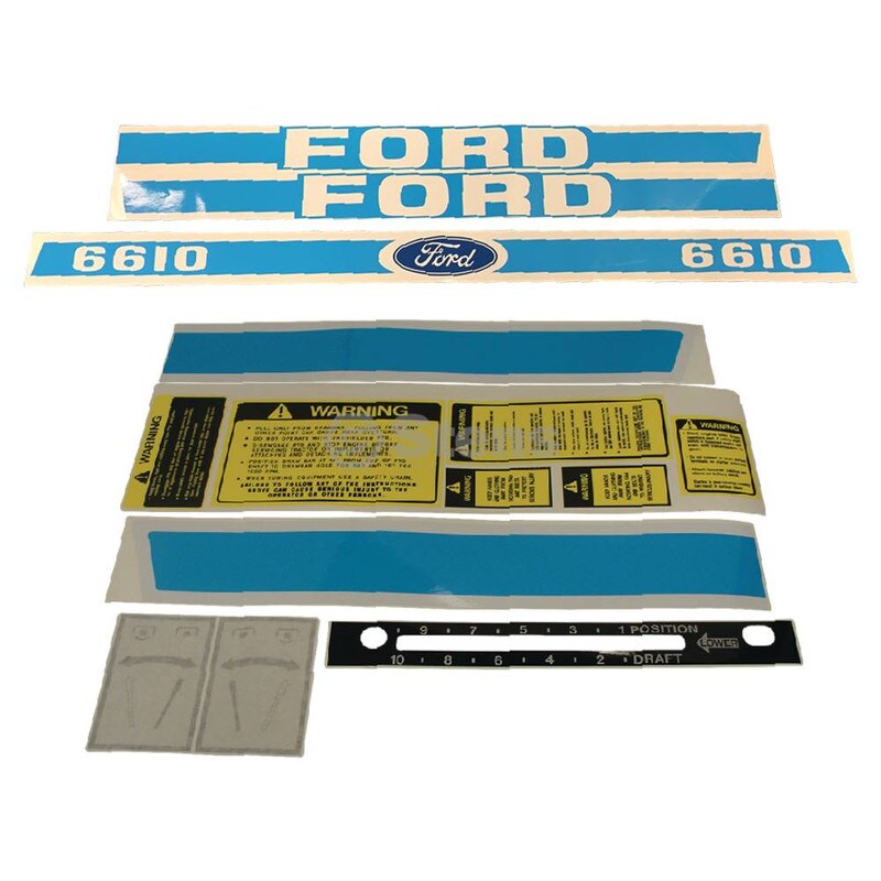 Ford 6610 Tractor Decal Set with Caution Decals and Shifter Early