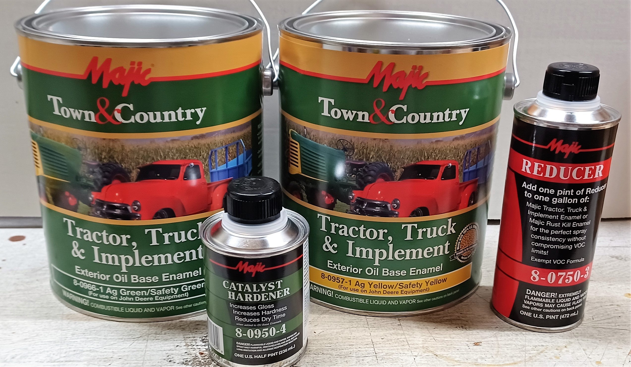 Qt Paint Kit for John Deere Tractor Yellow and Green with Hardener and Reducer