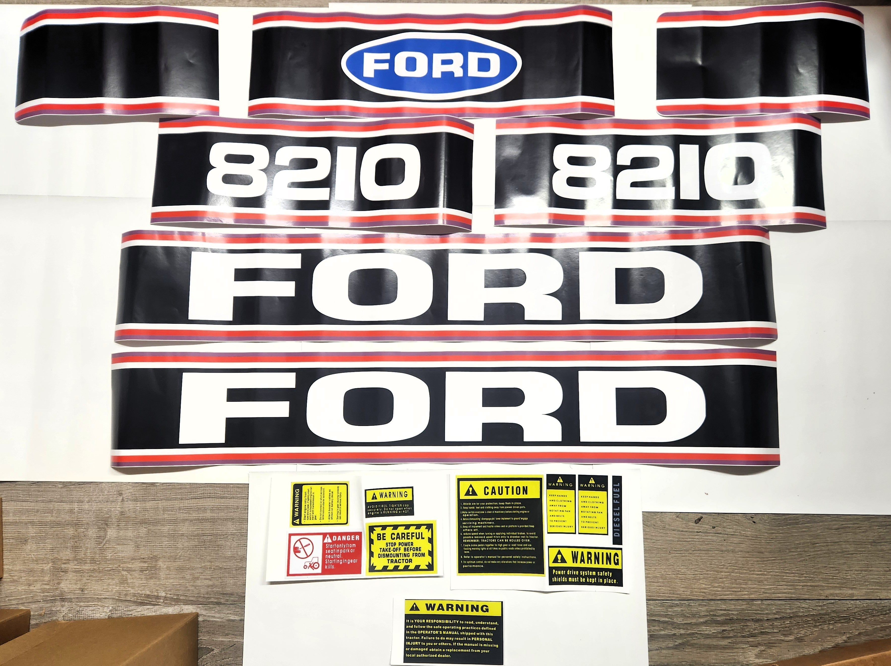 Decal Set Compatible with Ford Tractor 8210 with Caution Stickers