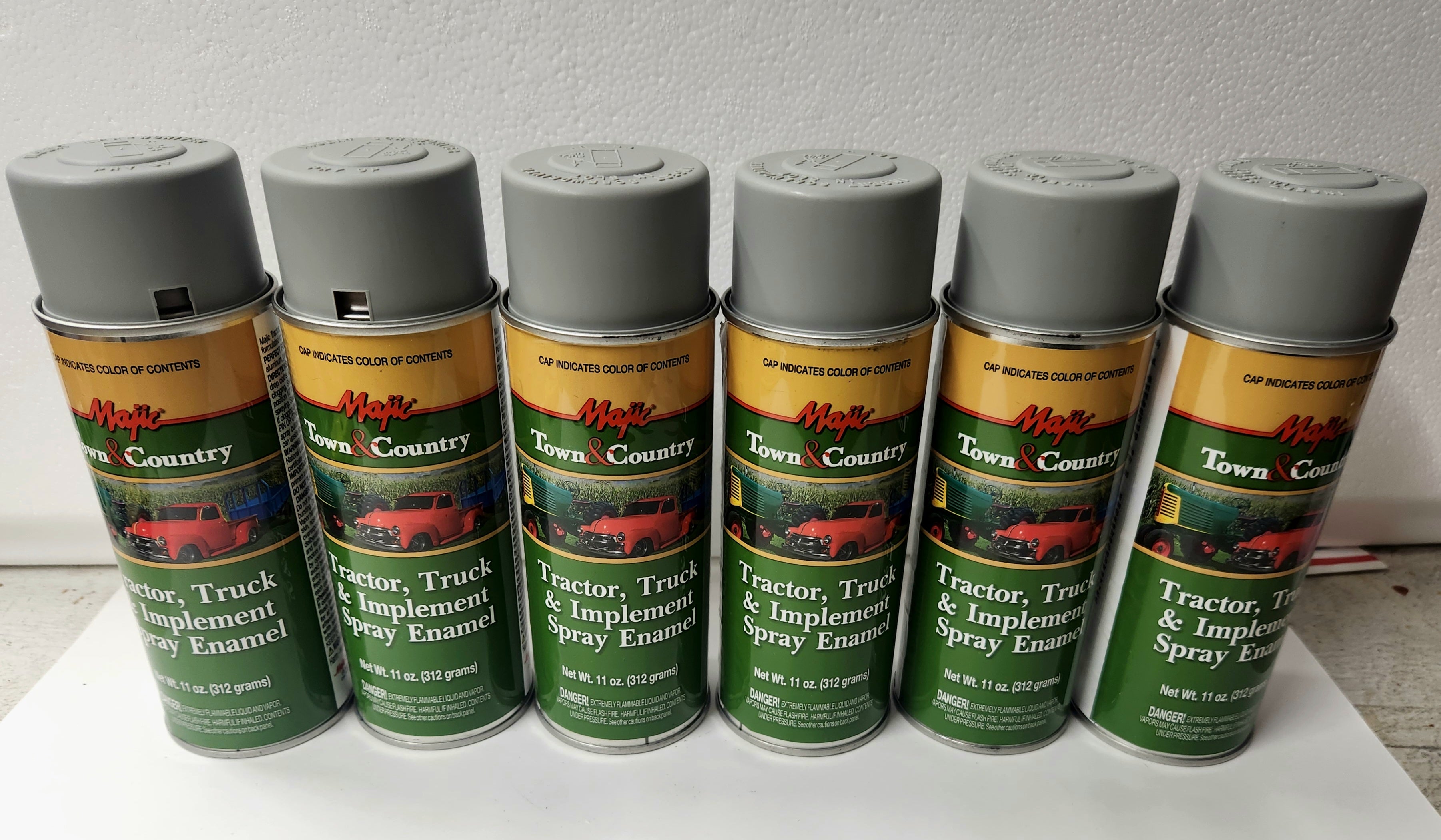 6 Cans Gray Primer Spray Paint for Tractor Car Truck Automotive and Implement