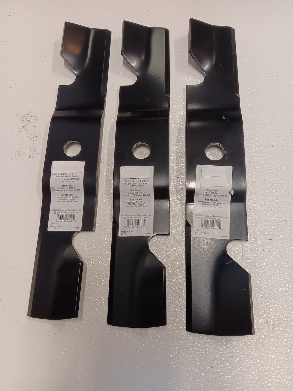EM1873 Set of 3 Lawn Mower Blades for Exmark 50"  103-9605 103-9598 103-9601 103-9615