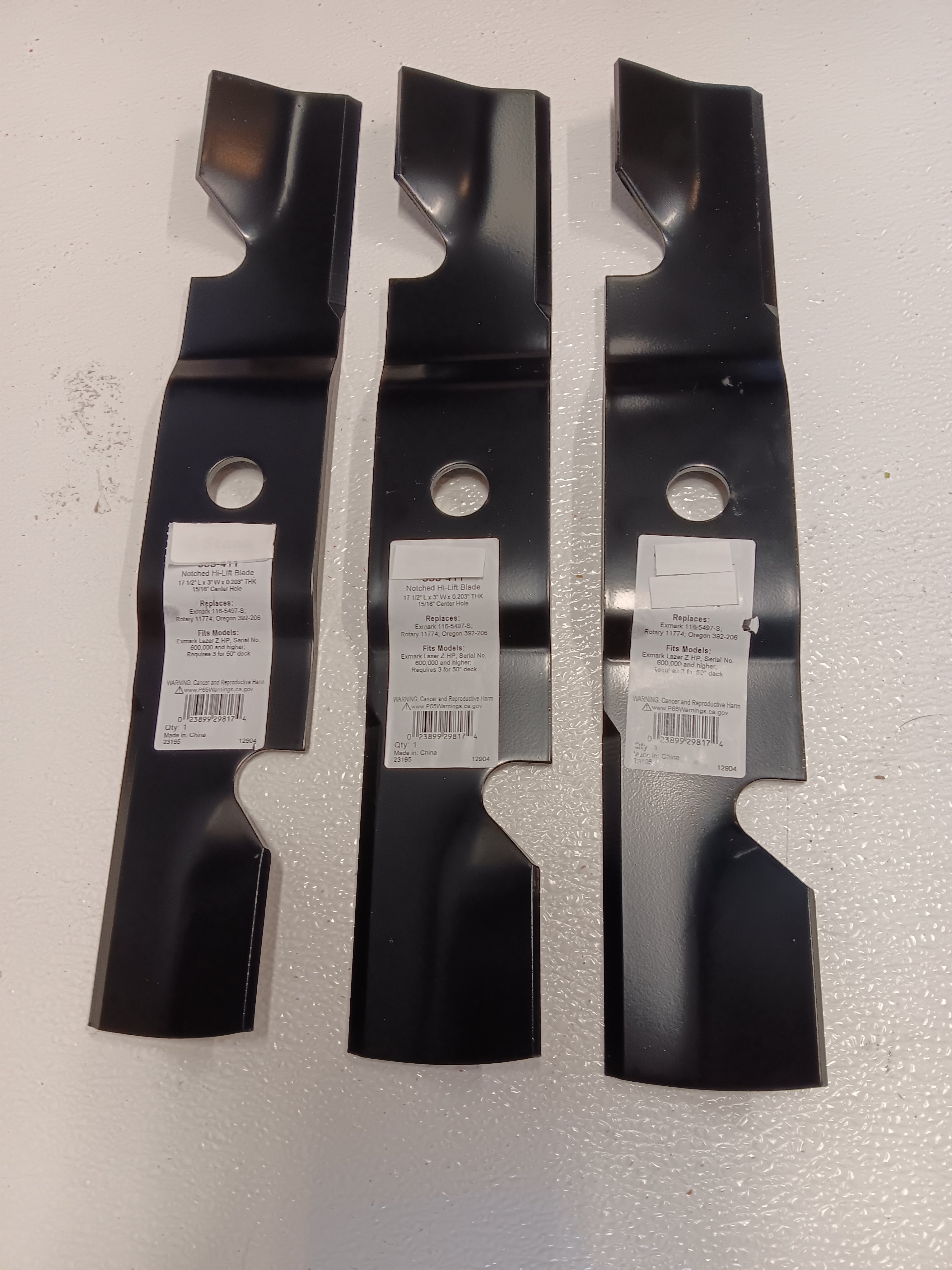 EM1873 Set of 3 Lawn Mower Blades for Exmark 50"  103-9605 103-9598 103-9601 103-9615