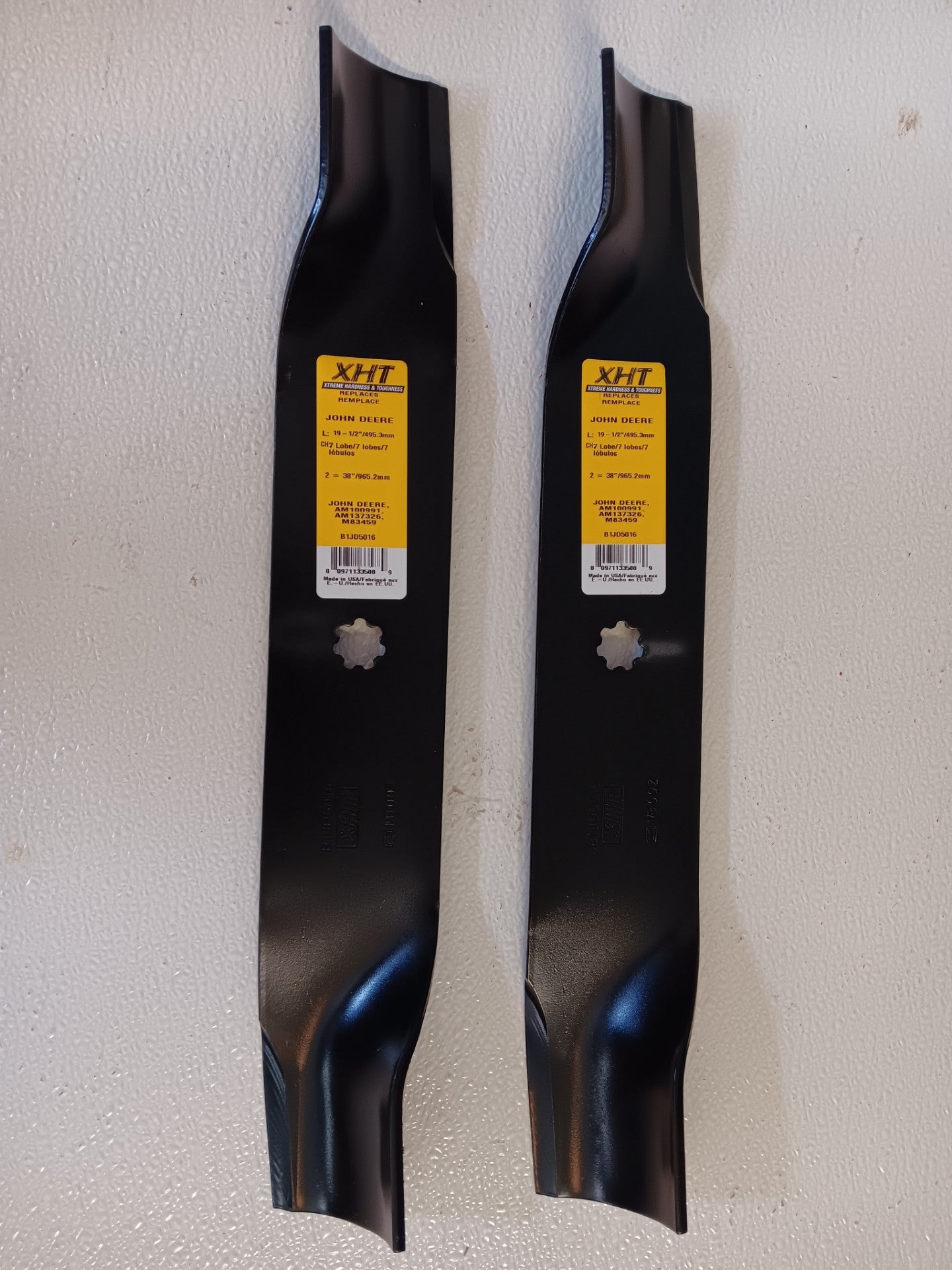 JD5016 Set of 2 Lawn Mower Blades for John Deere 38" Cut F510 F525 GT225 GT242 GT235 GT245 GT275 GT325