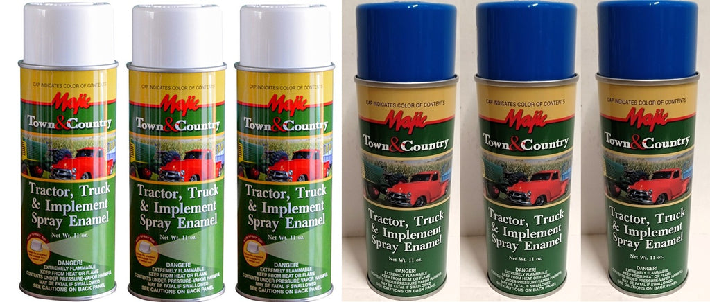 6 Cans Spray Paint Kit Compatible with Ford Tractor and Implements Blue and White pre 1998