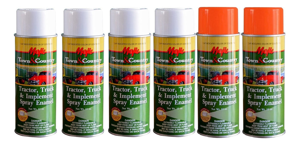 2 Orange and 4 White Premium Spray Paint Kit Compatible with Bobcat Skidsteer Loader Skidder