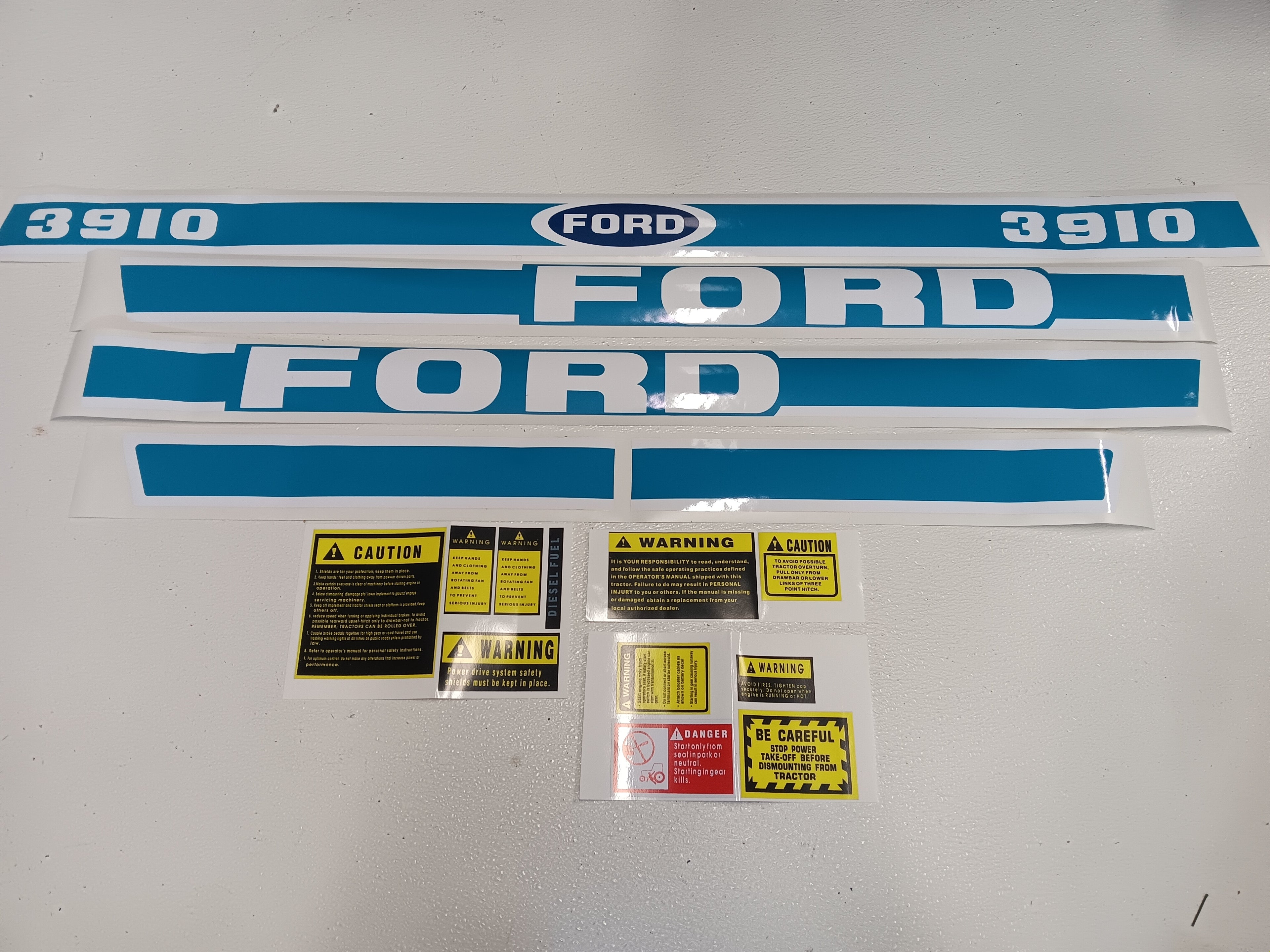 Ford 3910 Tractor Decal Set with Caution Decals