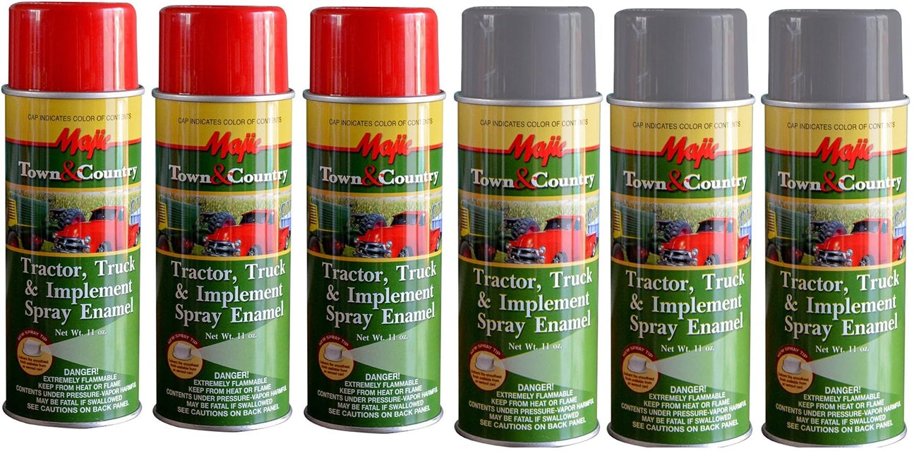 6 Cans Spray Paint Kit for Ford Tractor 8N 2N 9N Dark Gray and Red