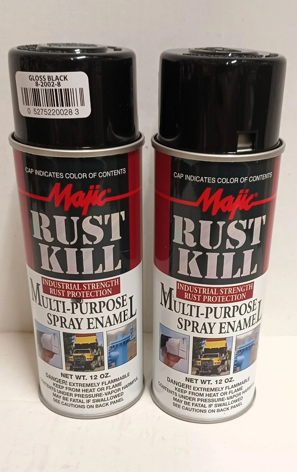 2 Cans Premium Rust Kill Gloss Black Spray Paint Enamel for Outboard Marine Boat Engine
