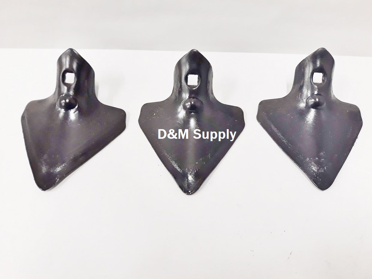 3 Heavy Duty Danish Cultivator S-Tine Sweep 4.25" x 6.00" 3/8" Single Bolt Hole