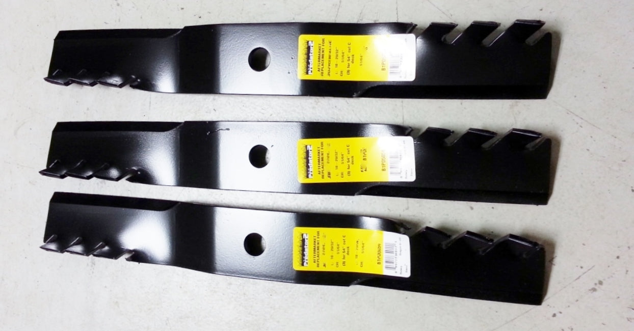 Set of 3 John Deere 62" Lawnmower Mulching Predator Blades - D&M Supply Inc. 