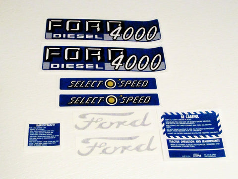 Ford Tractor 4000 Select O Speed Diesel Decal Set - D&M Supply Inc. 