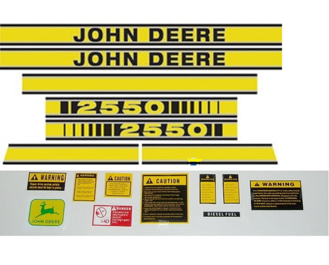John Deere 2550 Tractor Decal Set with Caution and Logo Decals - D&M Supply Inc. 