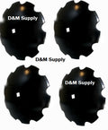 4 Pack Disc Harrow Blade 20" Notched Fits 1 1/8" Square Axle Fits Many Brands