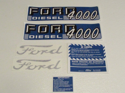 Ford 4000 Diesel Tractor Decals with Caution Decals - D&M Supply Inc. 