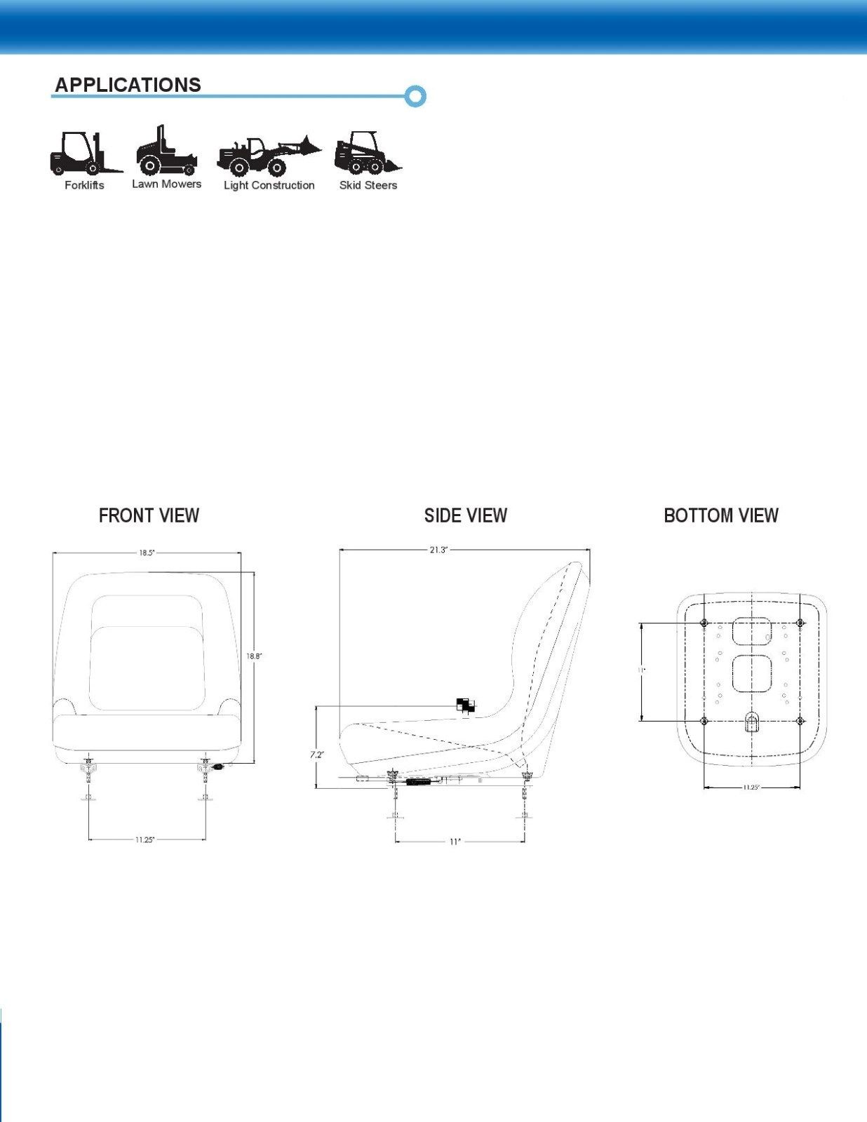 Seat For Construction Equipment, Forklift, Lawn Mower, Skid Steer Made in USA - D&M Supply Inc. 