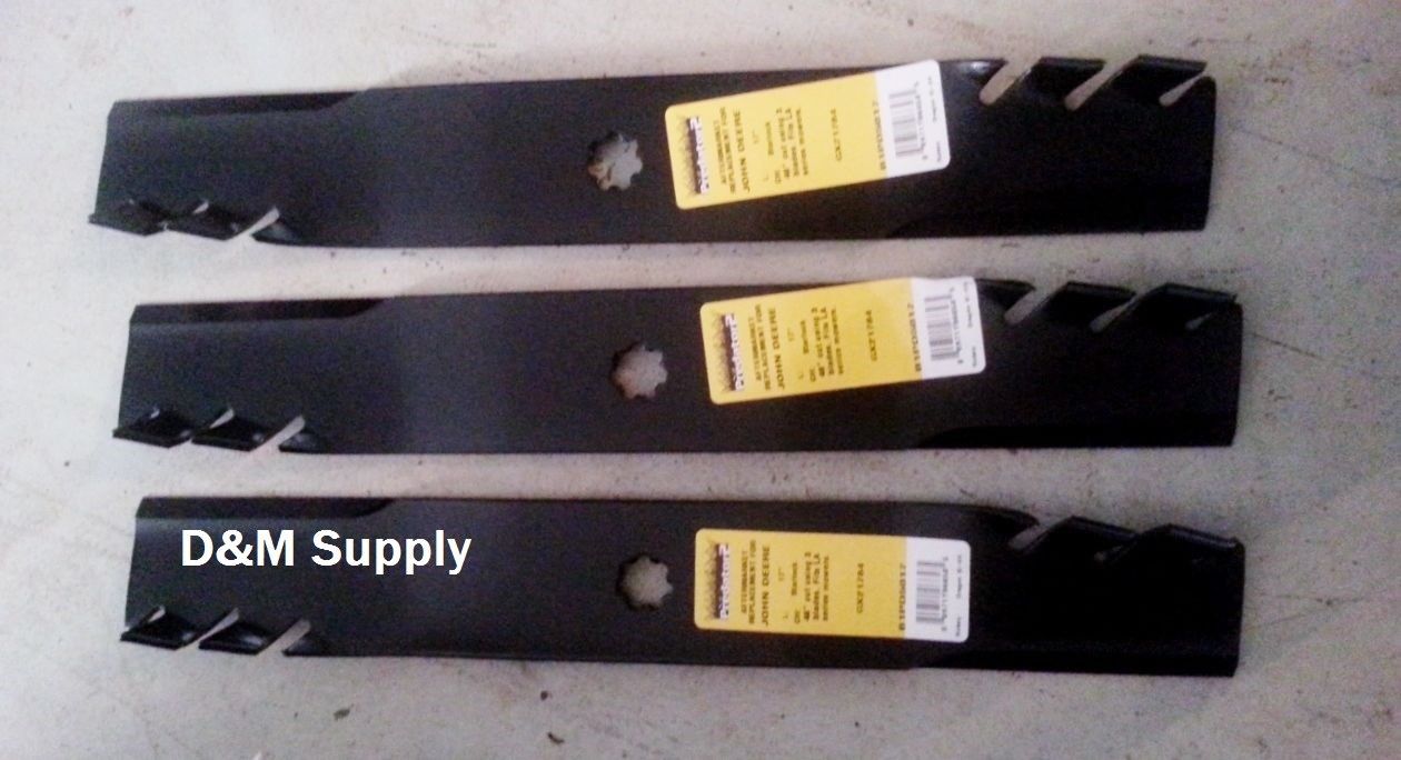 set of 3 John Deere 48" mower mulching Predator blades GX21784 LA series GX21786