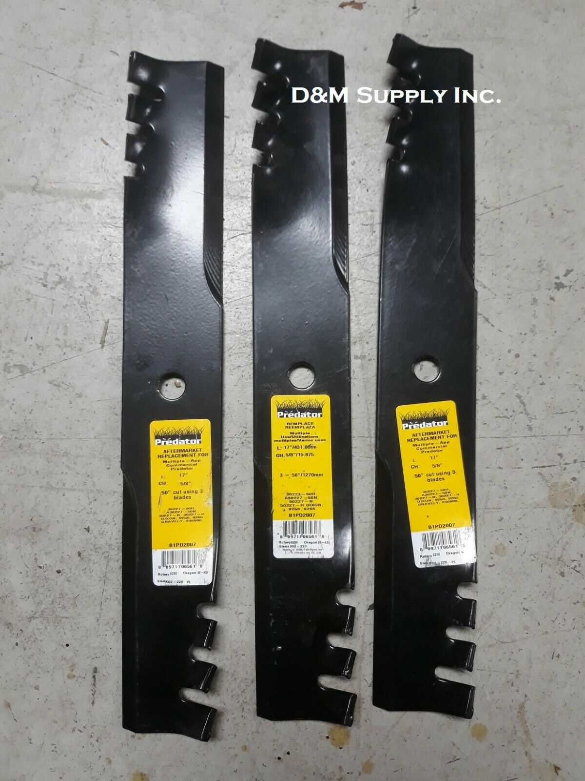 Set of 3 heavy duty Hustler 54" Predator mulching mower blades 601124 Fastrak
